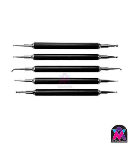 5 dotting tools zwart effen