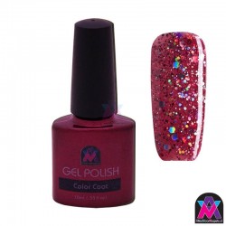 AVN Gel Polish shelllac, Cherry Bomb, 10 ml is een glitter kleur