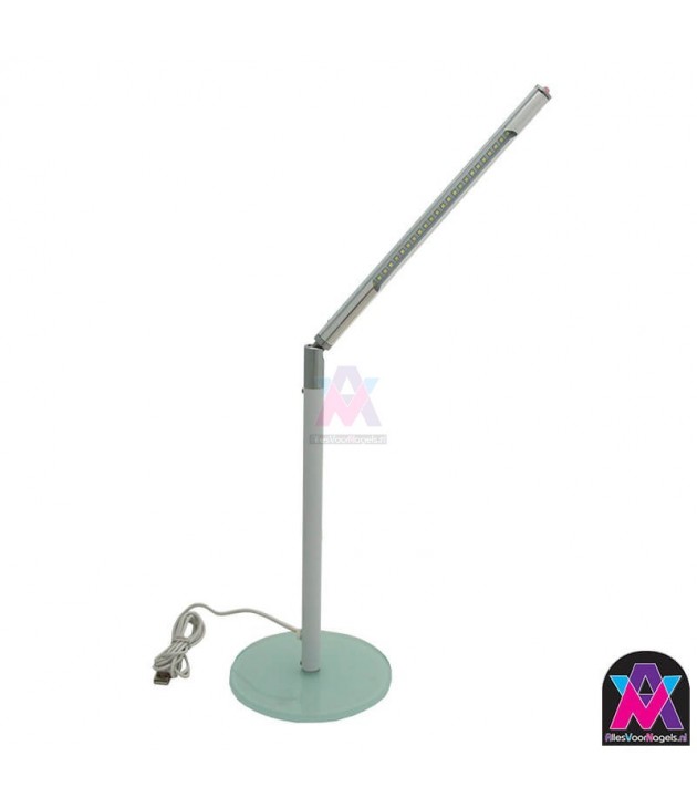 Design LED tafellampje WIT, let op! dit is een klein model. hoogte 28 cm en arm lengte 25 cm