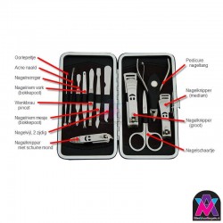 12 delige luxe RVS manicure/pedicure reisset in elegante opbergetui